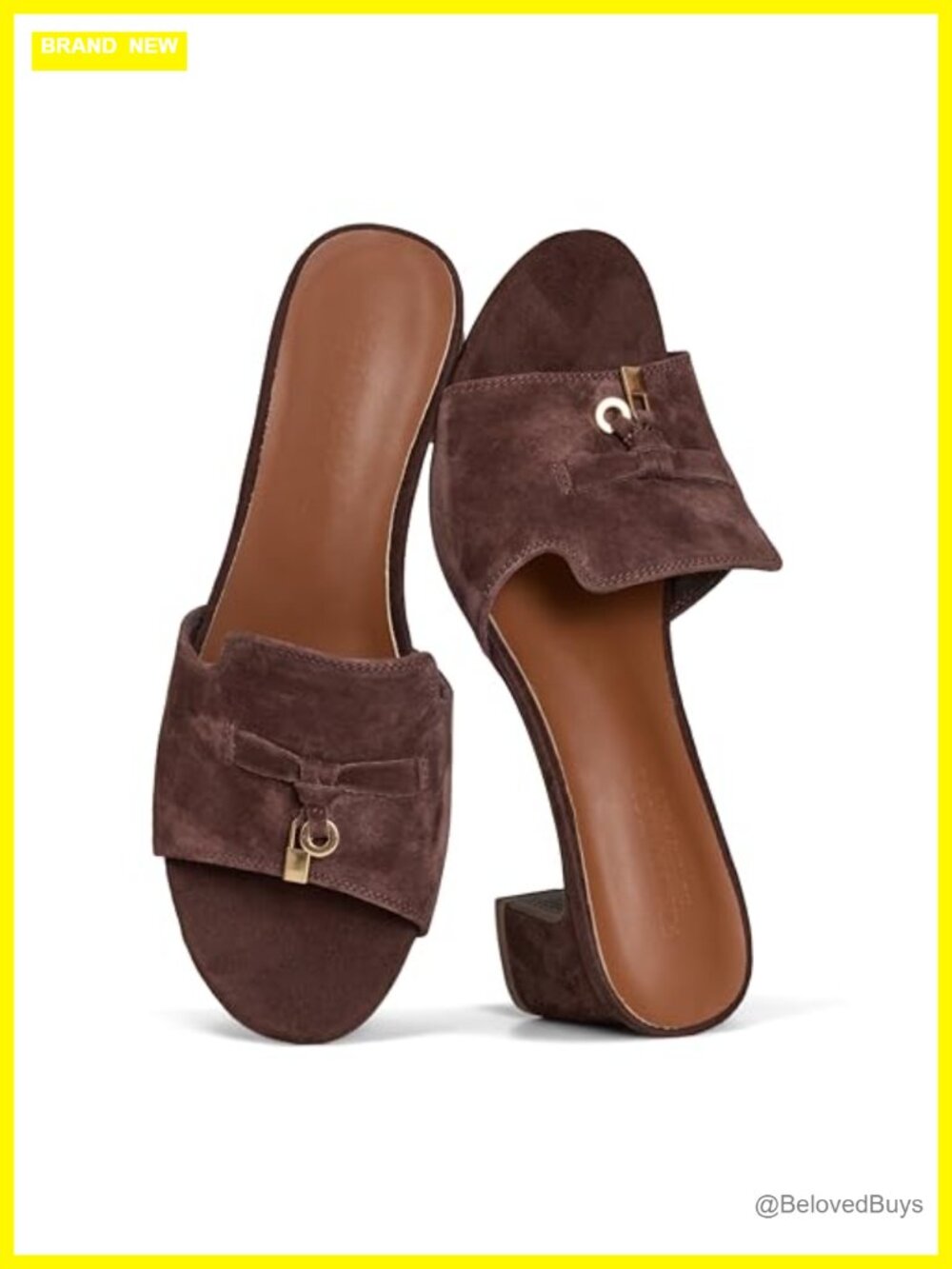 Genuine Leather Block Heel Slides Women Dressy Sandals Memory Foam